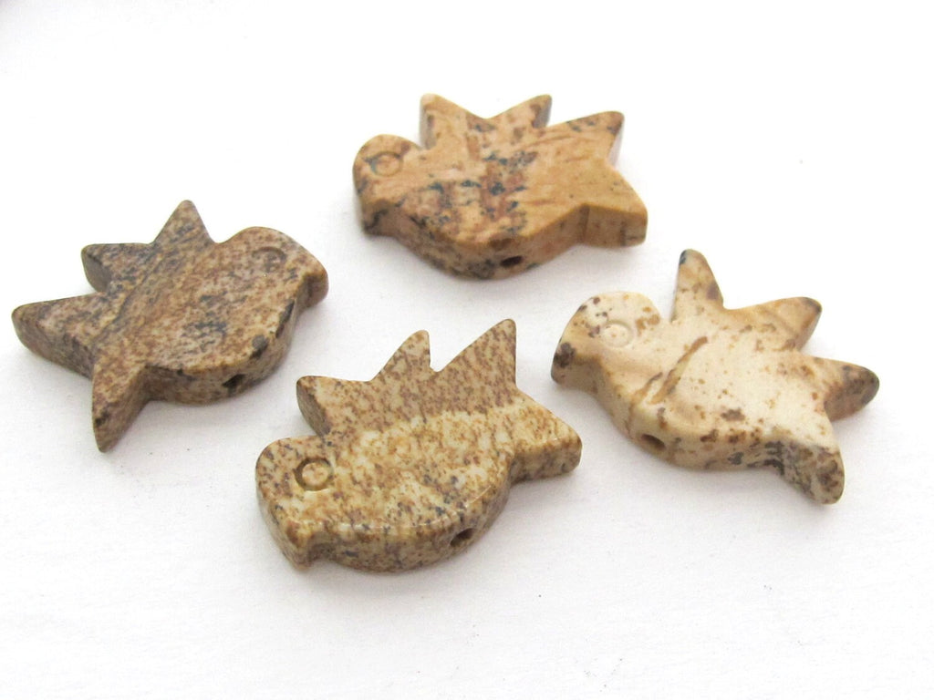 Carved Jasper bird gemstone beads - GM071- 2 beads