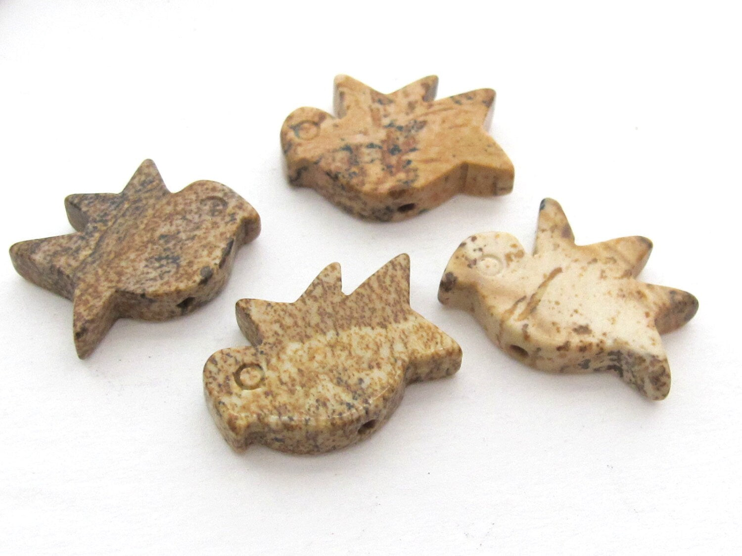 Carved Jasper bird gemstone beads - GM071- 2 beads