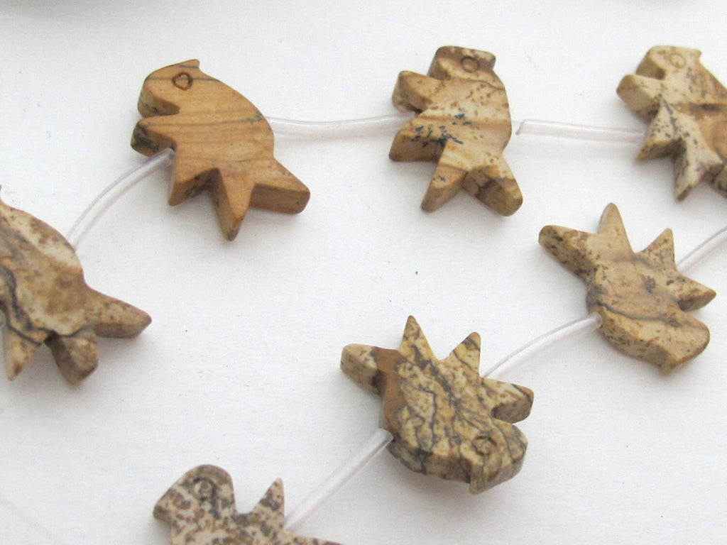 Carved Jasper bird gemstone beads - GM071- 2 beads