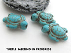 2 Beads-Howlite turquoise Carved Turtle charm beads - GM068