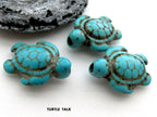 2 Beads-Howlite turquoise Carved Turtle charm beads - GM068