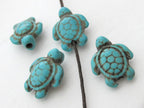 2 Beads-Howlite turquoise Carved Turtle charm beads - GM068