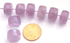 Micro faceted thick rondelle shape amethyst quartz gemstone beads - 2 beads - GM069