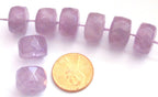 Micro faceted thick rondelle shape amethyst quartz gemstone beads - 2 beads - GM069