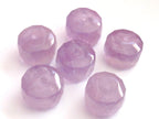 Micro faceted thick rondelle shape amethyst quartz gemstone beads - 2 beads - GM069