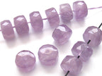 Micro faceted thick rondelle shape amethyst quartz gemstone beads - 2 beads - GM069