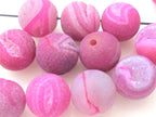 Large Fuschia Pink druzy agate geode round beads - 4 beads - GM070 - 14 mm