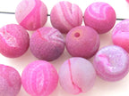 4 beads-Large Fuschia Pink druzy agate geode round beads - GM070 - 14 mm