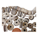 10 Beads - Small old Ethnic Naga natural conch shell grooved rondelle disc beads 11-12 mm wide x 5-6 mm size - CH072A