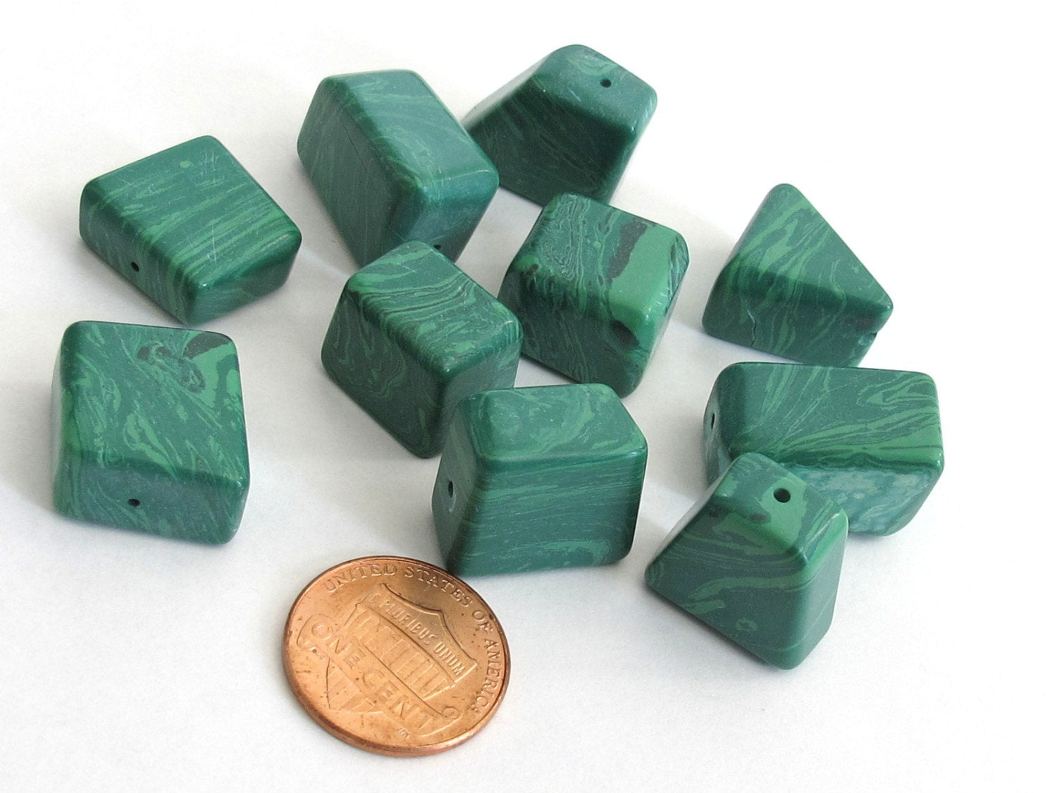 Malachite nugget beads - set of 4 - GM079