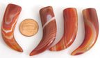 Carnelian banded agate gemstone horn tusk pendant - GM081