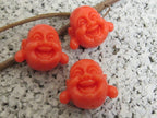 2 Beads-Orange laughing Buddha pendant beads - BD291
