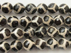 Tibetan faceted agate beads giraffe print 12 mm - 10 beads - GM240