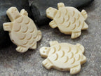 Carved turtle genuine recycled cattle bone beads - 2 beads - BD122