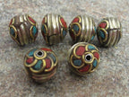 Spiral Whorl design brass bead from Nepal-BD300 - 1 bead