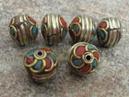 2 Beads -Spiral Whorl design brass bead from Nepal-BD300