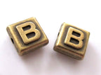 10 mm Brass Letter alphabet square tile beads - 2 pieces - BD306