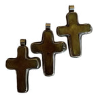 1 Pendant - Tibetan antiqued silver color finished inlaid resin cross pendant with floral design on back from Nepal - PM415B