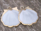 Exotic Gold color edged white scallop shell pendant - 1 pendant- SP009
