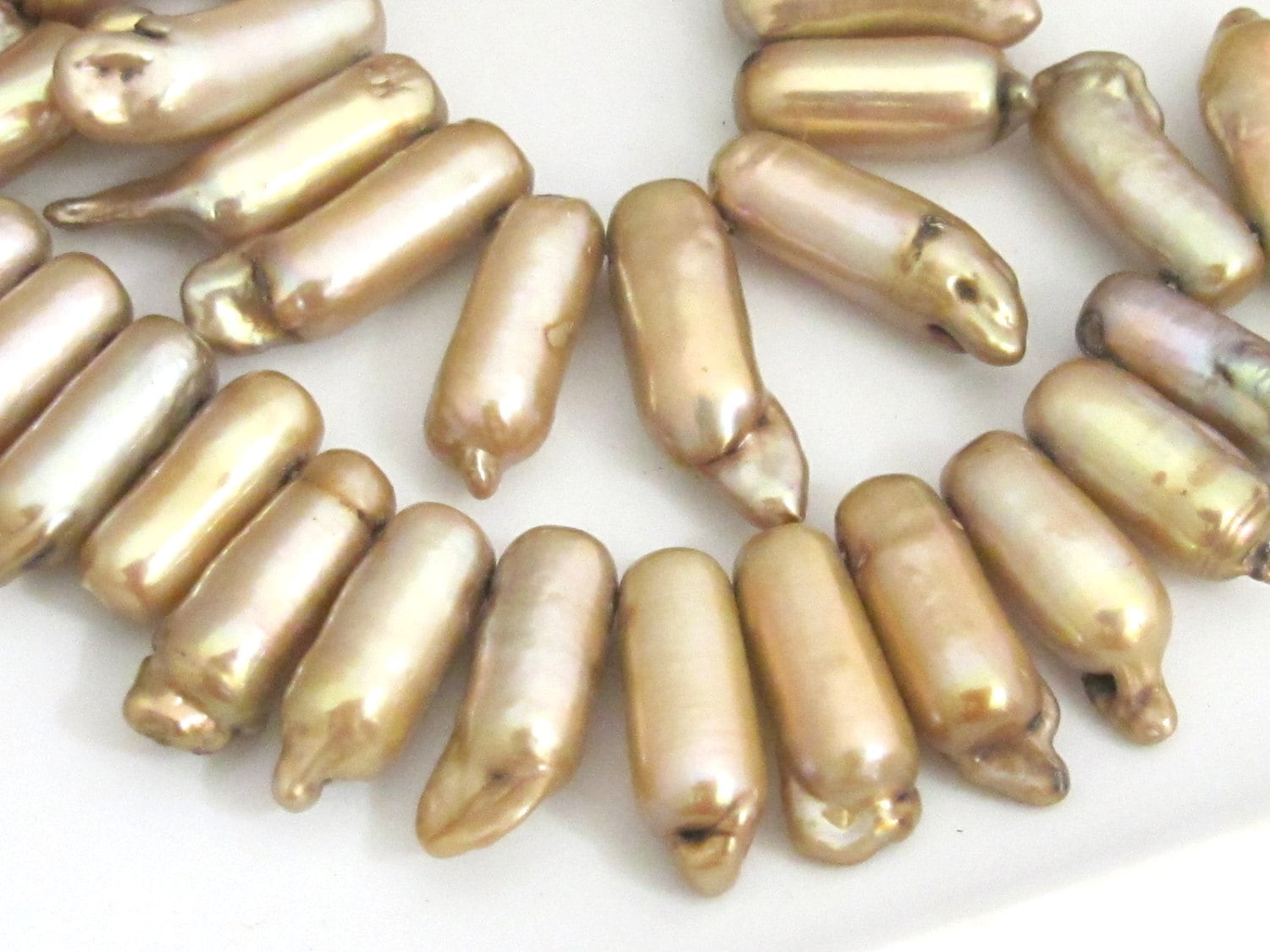 Natural Freshwater Biwa Pearl Stick thick bullet shape beads - 10 pieces - PL002