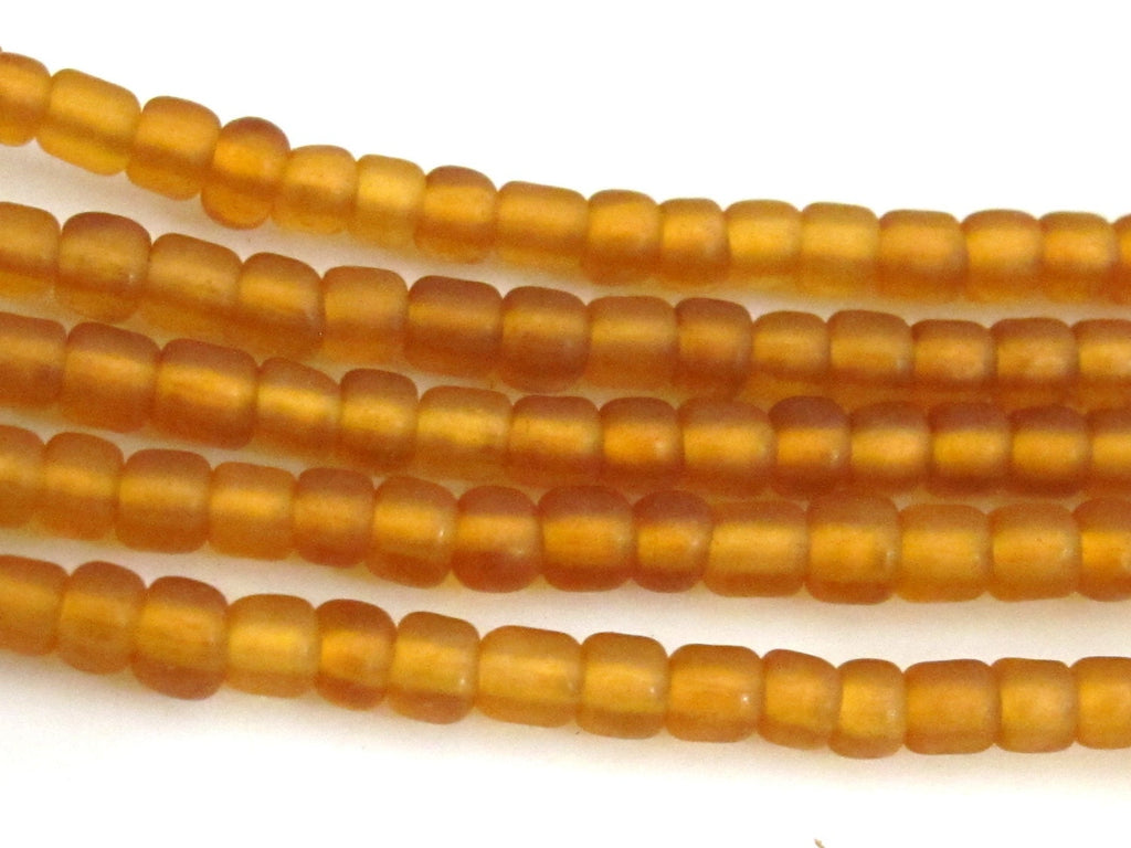 African honey orange copper color small rondelle glass beads - 20 beads - BD312