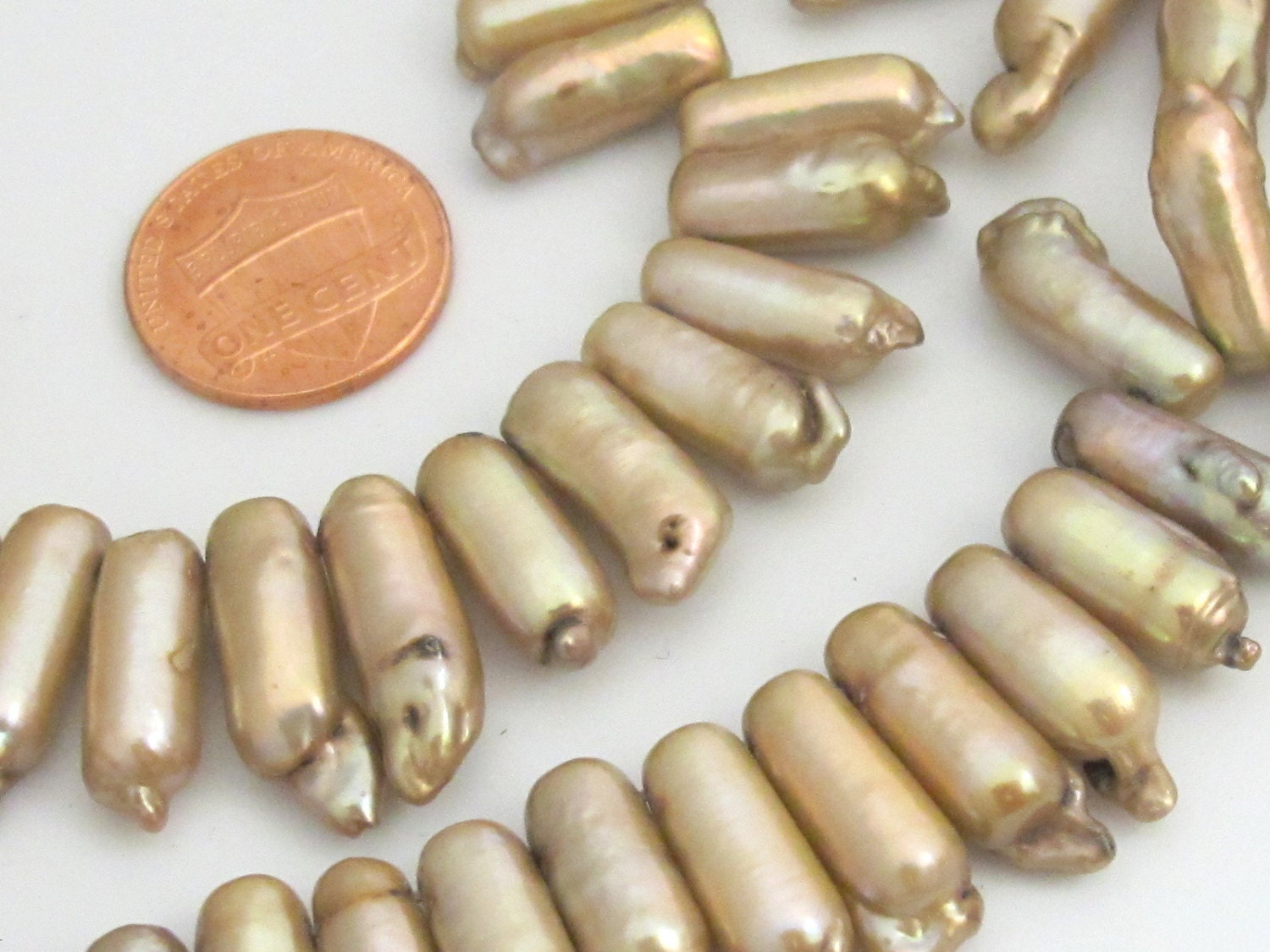 Natural Freshwater Biwa Pearl Stick thick bullet shape beads - 10 pieces - PL002