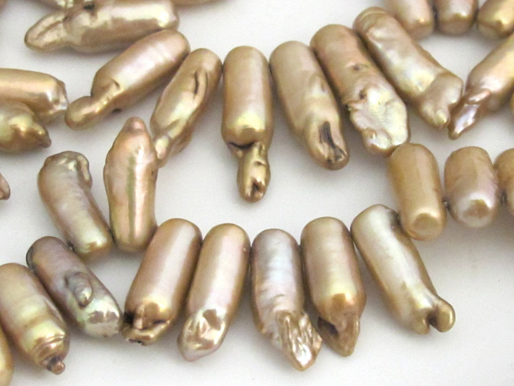 Natural Freshwater Biwa Pearl Stick thick bullet shape beads - 10 pieces - PL002