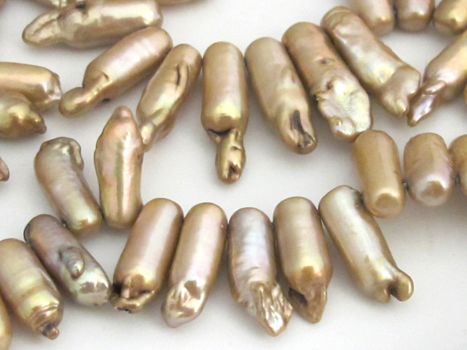 Natural Freshwater Biwa Pearl Stick thick bullet shape beads - 10 pieces - PL002