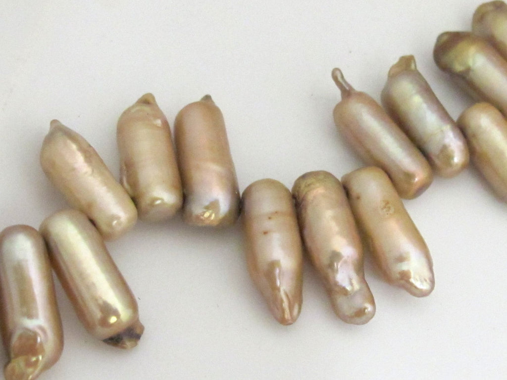 Natural Freshwater Biwa Pearl Stick thick bullet shape beads - 10 pieces - PL002