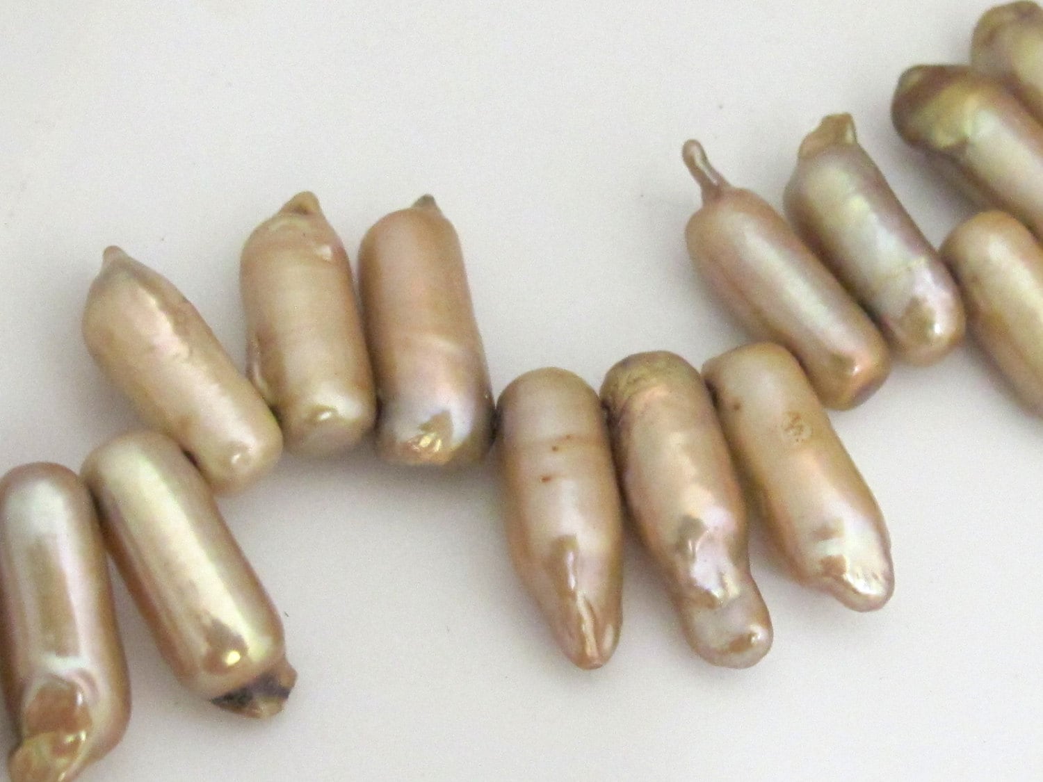 Natural Freshwater Biwa Pearl Stick thick bullet shape beads - 10 pieces - PL002