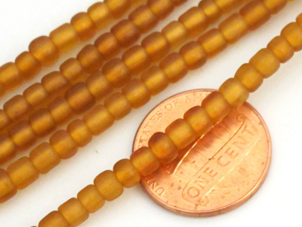 African honey orange copper color small rondelle glass beads - 20 beads - BD312