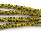 Very Small tiny size African yellow striped african glass beads - 25 beads - BD314