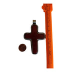 1 Pendant - Tibetan antiqued silver color finished inlaid resin cross pendant with floral design on back from Nepal - PM415B