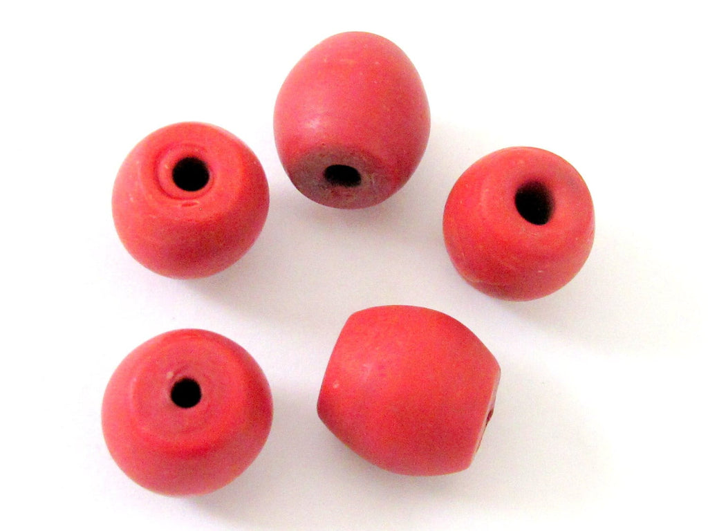 Nepalese red sherpa coral glass beads - 2 beads - BD317