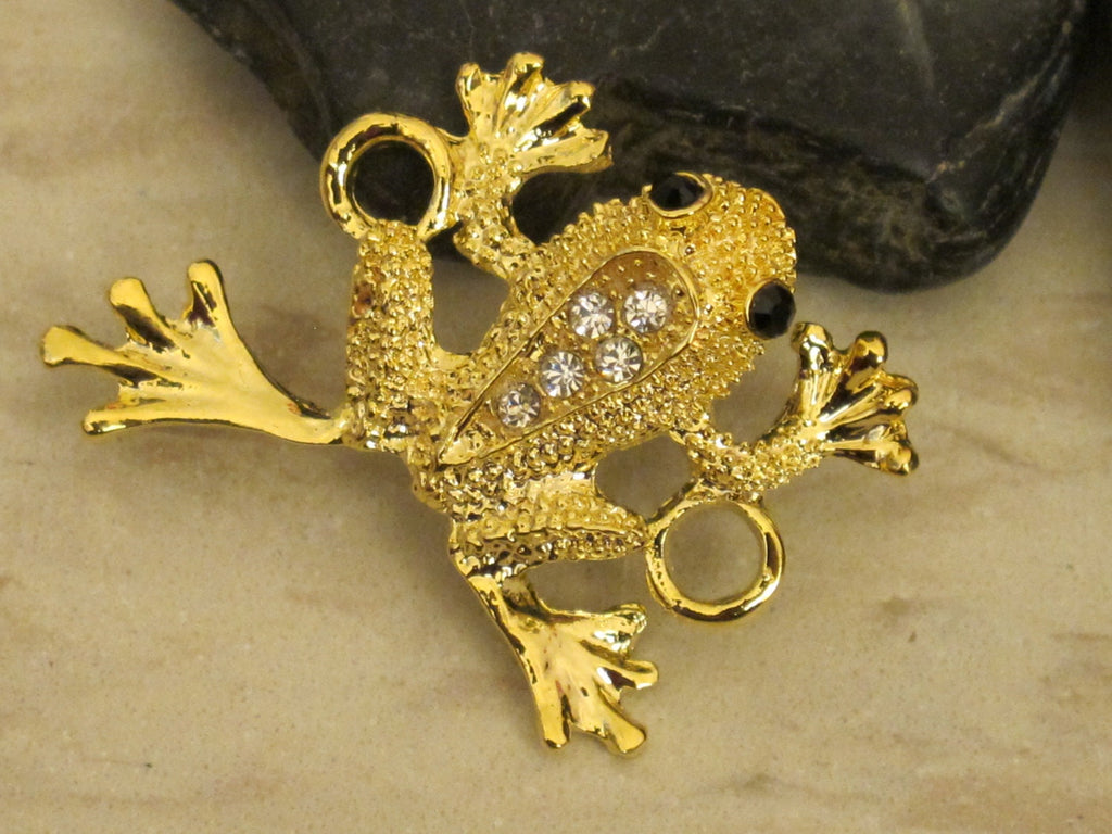 Double bail frog connector charm link gold tone - 1 piece - BD333