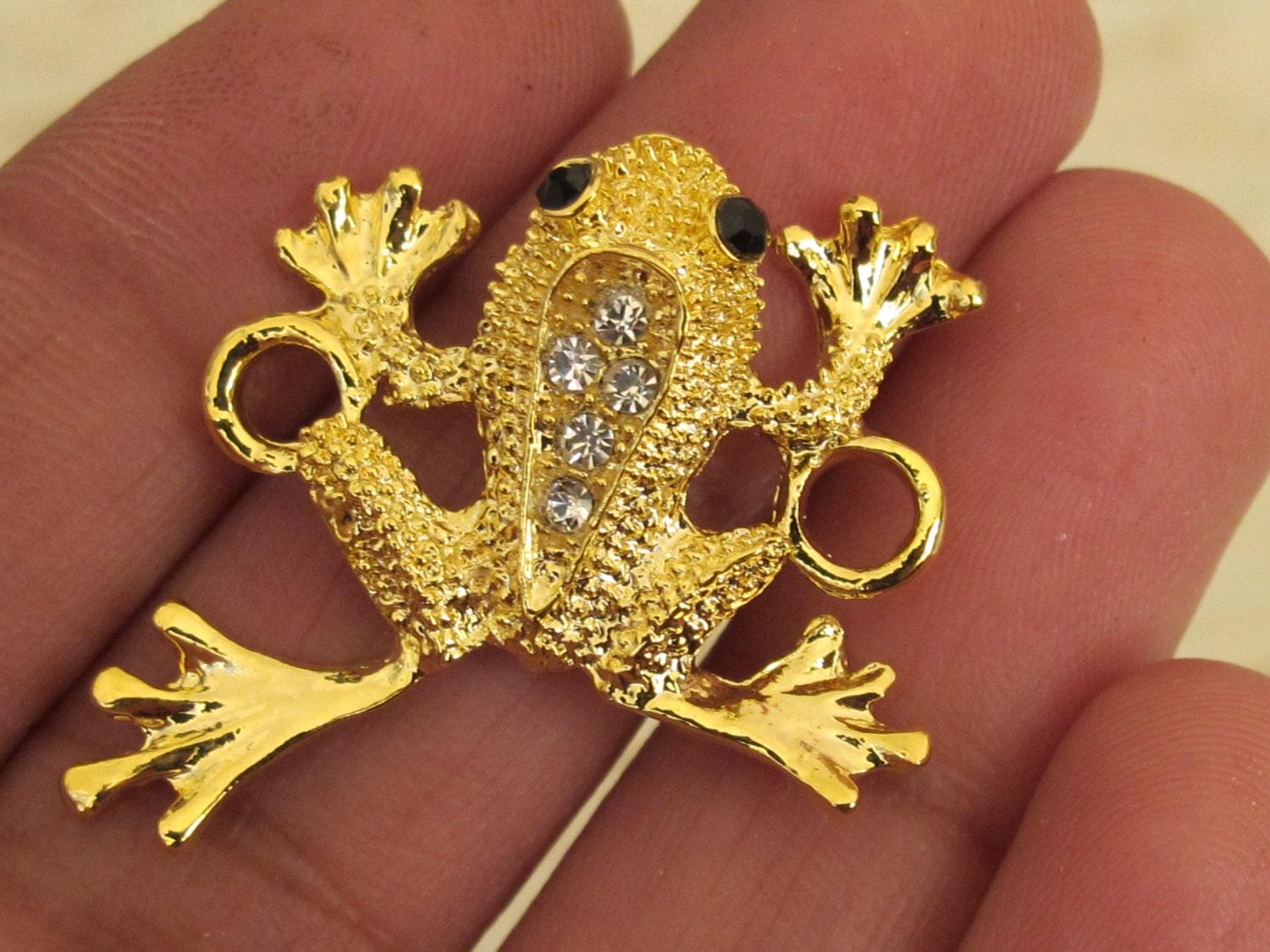 Double bail frog connector charm link gold tone - 1 piece - BD333