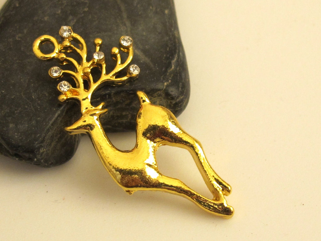 Gold finish deer charm pendant -1 piece - BD334