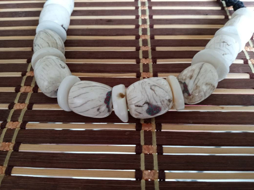 Nepal ethnic naga conch shell bead strand rustic beads barrel shape and disc shape nepalese tribal inlaid shell beads STR006X