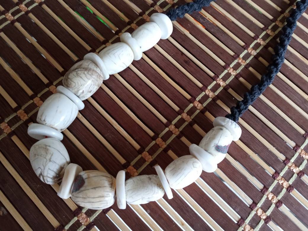 Nepal ethnic naga conch shell bead strand rustic beads barrel shape and disc shape nepalese tribal inlaid shell beads STR006Y