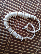 Nepal ethnic naga conch shell bead strand rustic beads barrel shape and disc shape nepalese tribal inlaid shell beads STR006AB