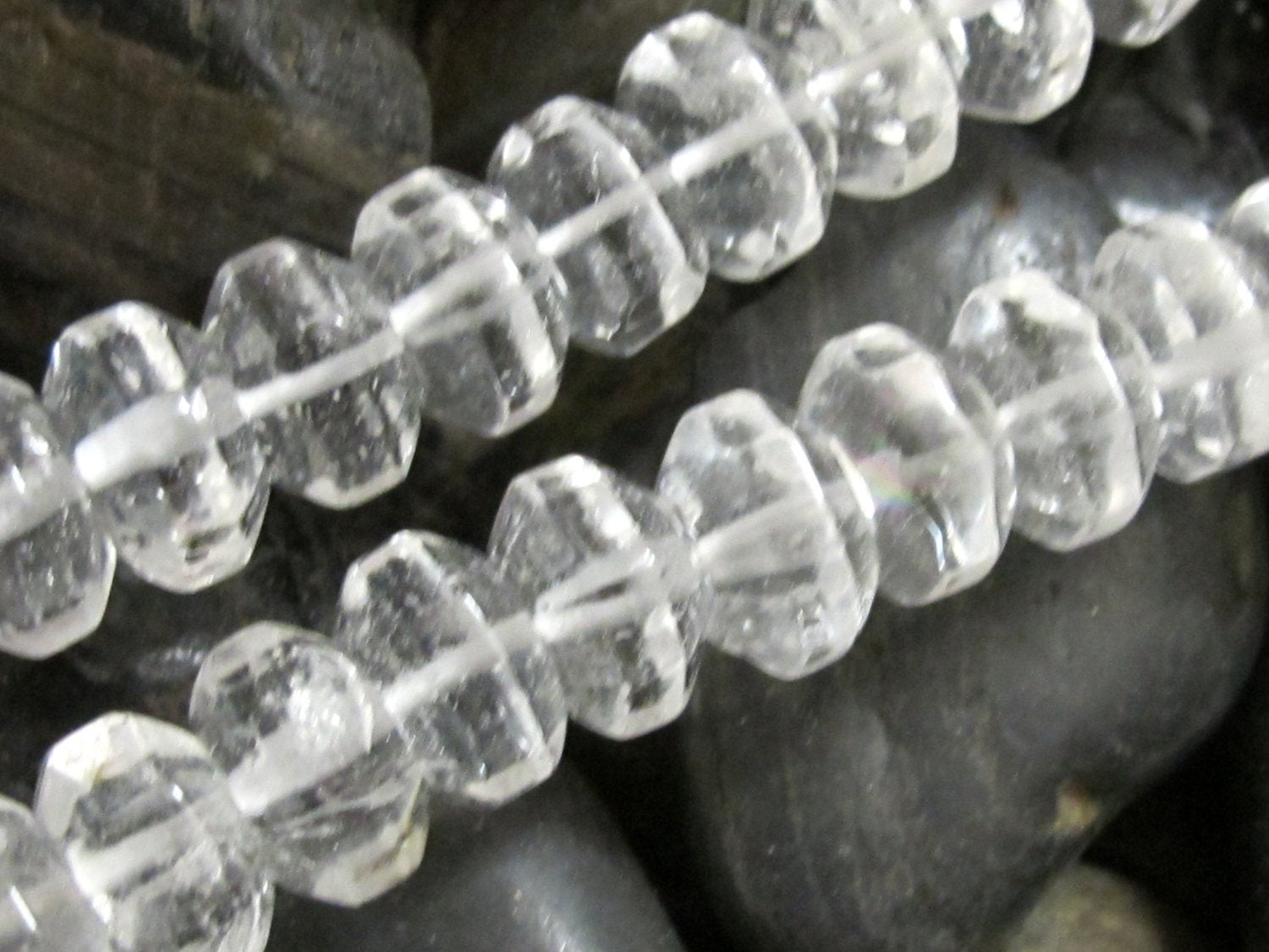 10 beads - Rondelle quartz gemstone beads - GM140
