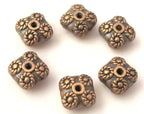 10 beads - Copper tone finish square shape metal beads - BD351