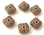 10 beads - Copper tone finish square shape metal beads - BD351