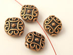 Oval shape traditional style antiqued copper color finish metal beads - 4 pieces - BD353
