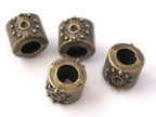 4 beads set - Brass color tubular metal sunrays design beads - BD354