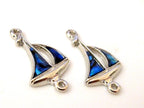 Elegant Paua Shell sailboat charm connectors - 2 pieces - BD359