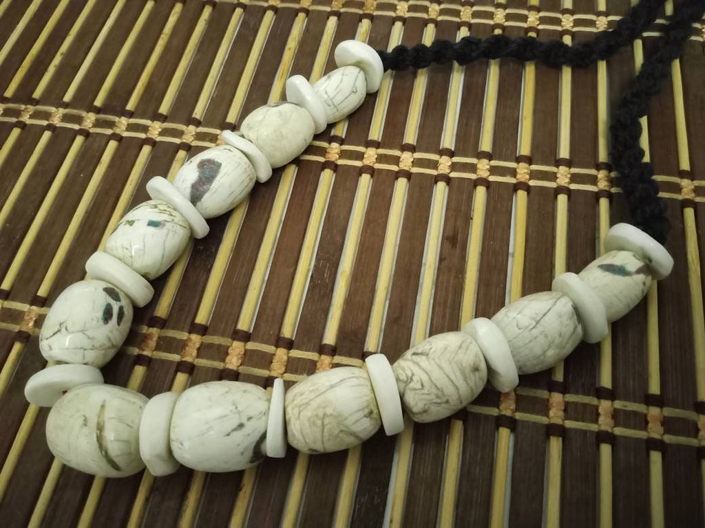 Nepal ethnic naga conch shell bead strand rustic beads barrel shape and disc shape nepalese tribal inlaid shell beads STR006O