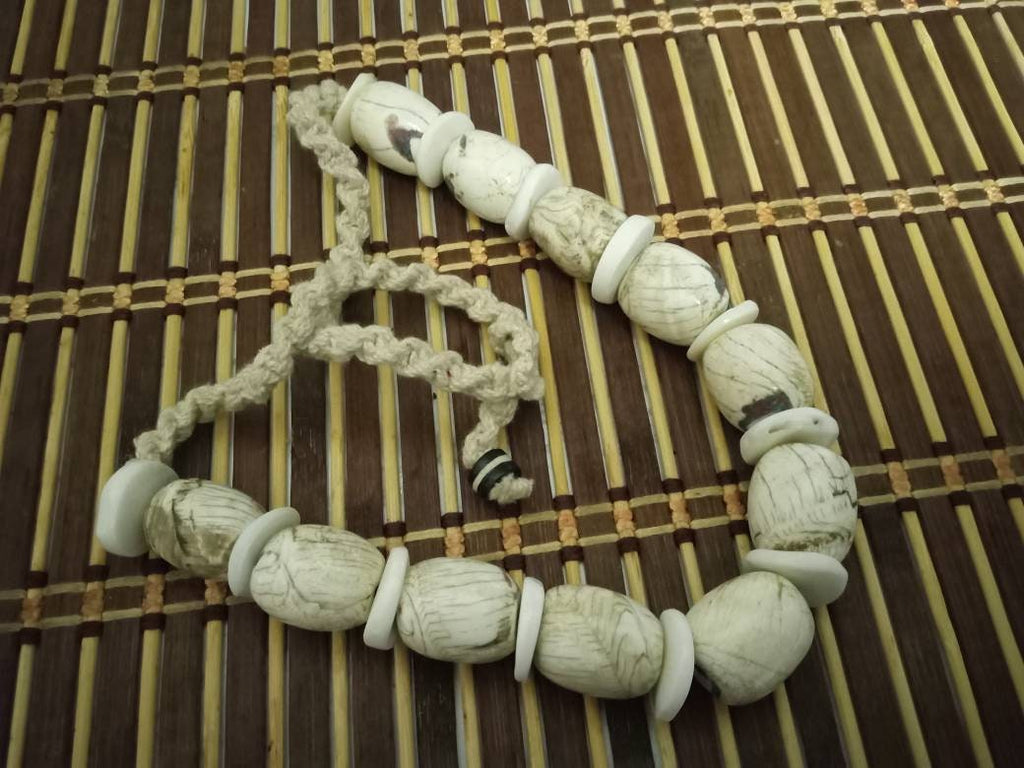 Nepal ethnic naga conch shell bead strand rustic beads barrel shape and disc shape nepalese tribal inlaid shell beads STR006P