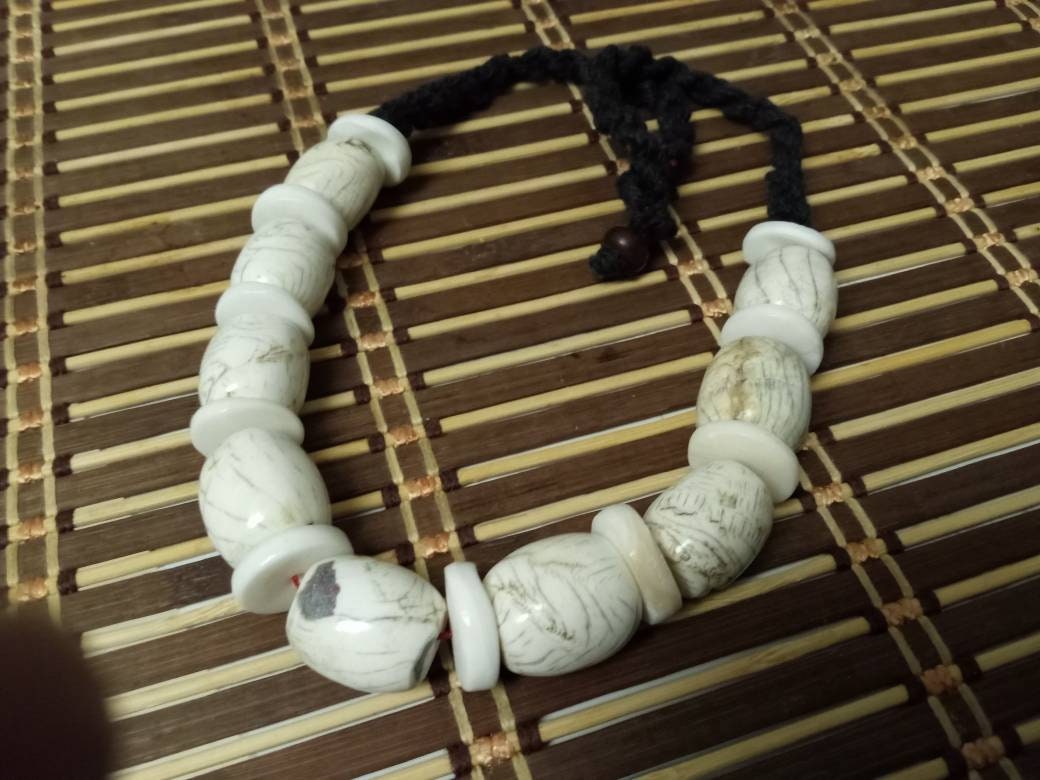 Nepal ethnic naga conch shell bead strand rustic beads barrel shape and disc shape nepalese tribal inlaid shell beads STR006Q
