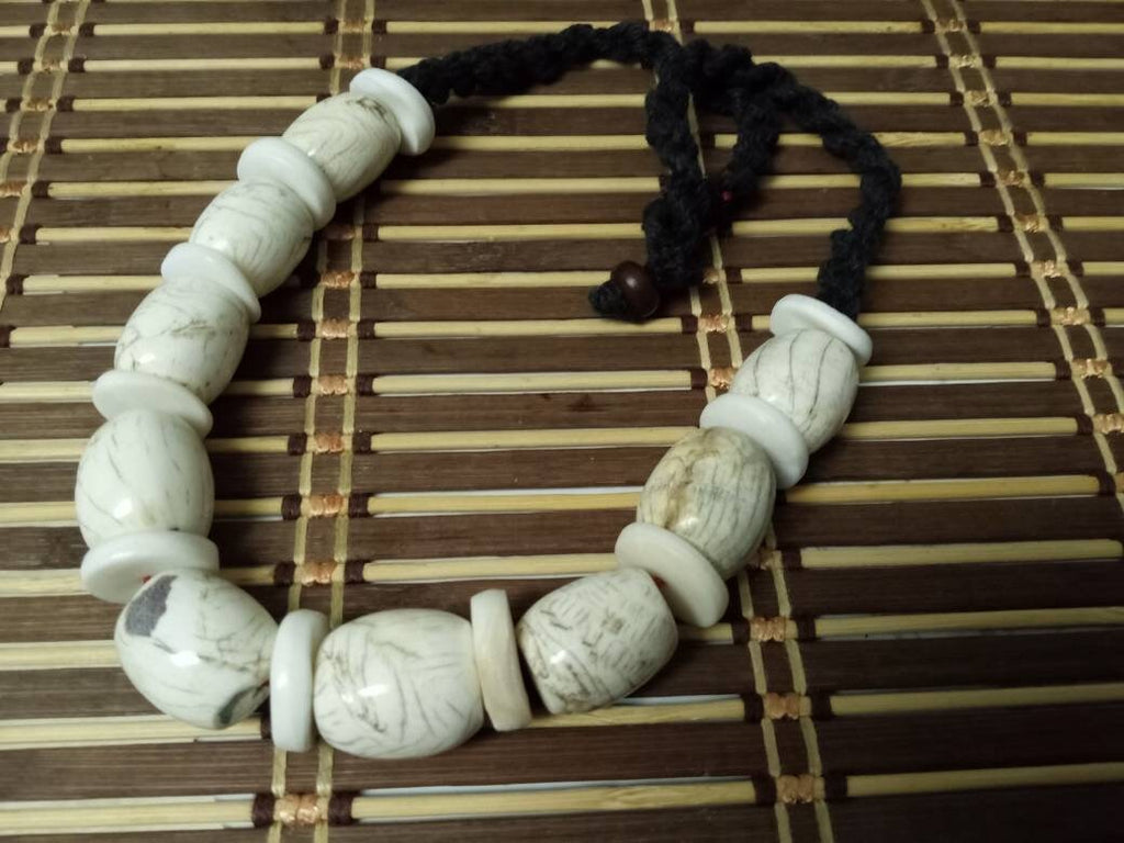 Nepal ethnic naga conch shell bead strand rustic beads barrel shape and disc shape nepalese tribal inlaid shell beads STR006Q
